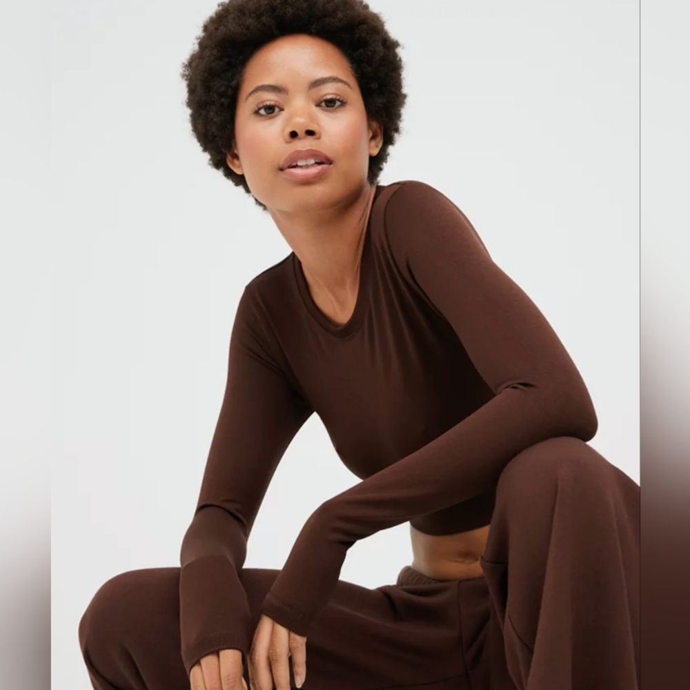 Aerie Long Sleeve Seamless Cropped Top